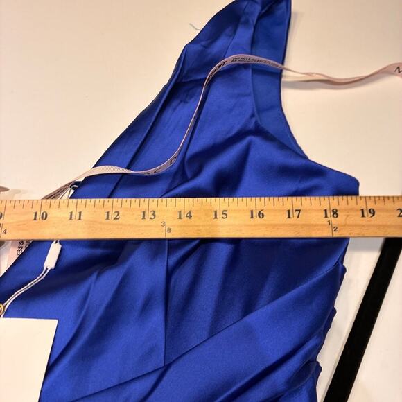 NWT Mac Duggal Royal Blue Satin High Slit Gown Sz 14 MSRP $595 - Picture 10 of 12